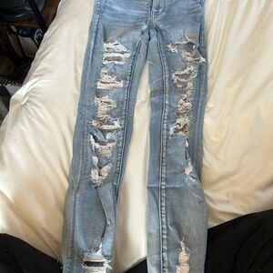American Eagle Outfitters Light Blue Ripped Skinny Jeans